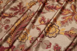 TESSUTO RASATELLO STRETCH FLOREALE MARRONE