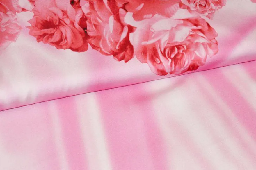 TESSUTO RASATELLO VISCOSA STRETCH FANTASIA ROSE