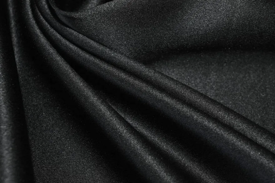 TESSUTO RASO SETA ELASTICIZZATO NERO