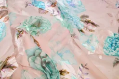 TESSUTO SATIN DEVOREH MISTO SETA FLOREALE ROSA