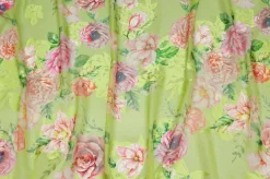 TESSUTO SATIN DEVOREH MISTO SETA FLOREALE VERDE