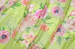 TESSUTO SATIN DEVOREH MISTO SETA FLOREALE VERDE
