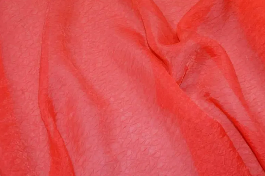 TESSUTO SETA ORGANZA OPERATA CORALLO