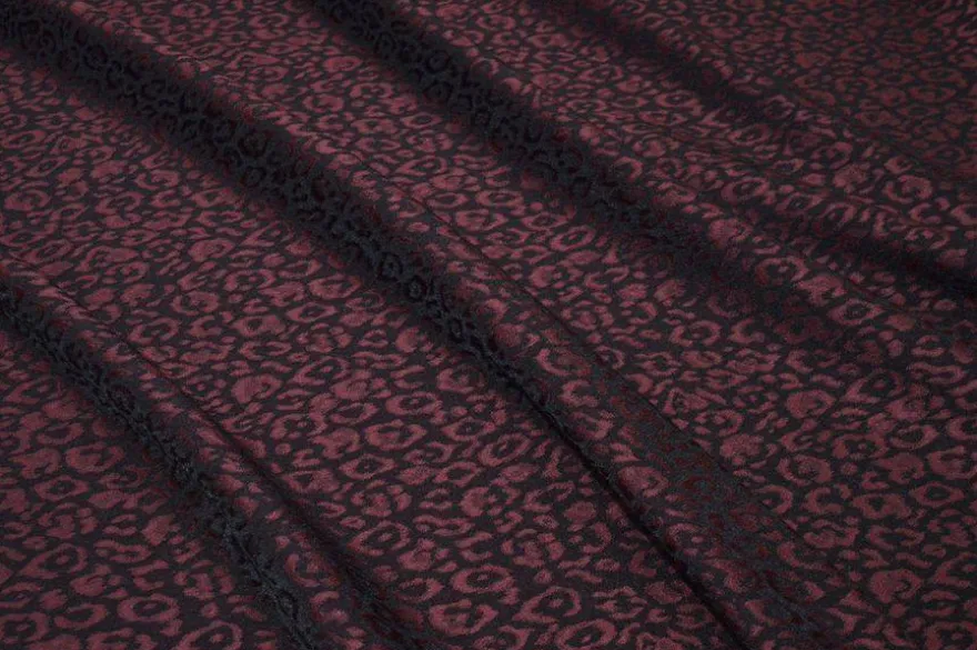 TESSUTO STRETCH ANIMALIER BORDEAUX