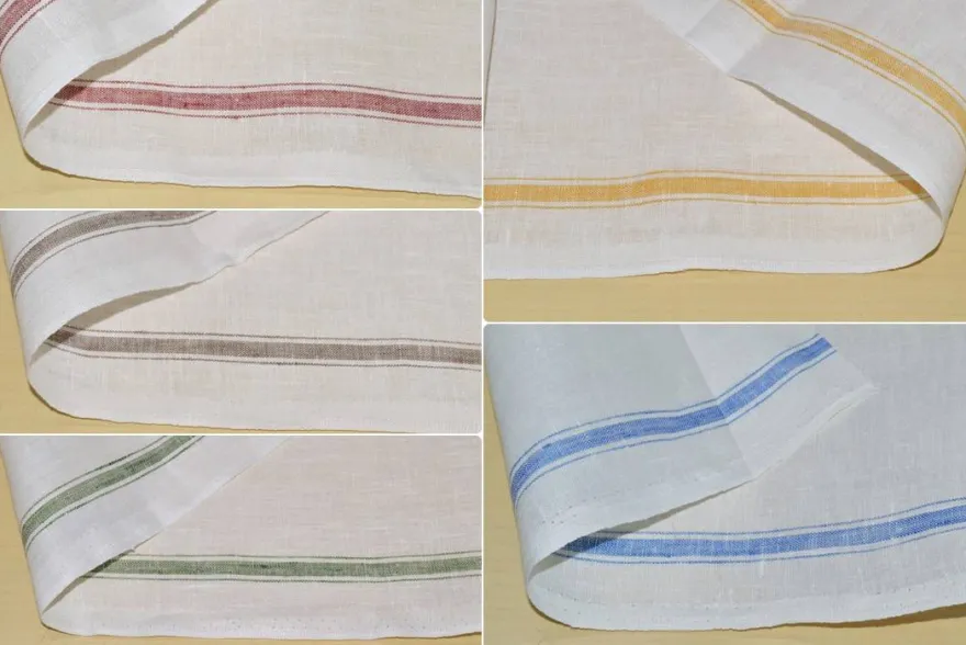 TESSUTO STROFINACCI PURO LINO RIGA COLORATA