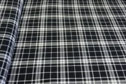 TESSUTO TARTAN BIANCO NERO STREATCH SC10