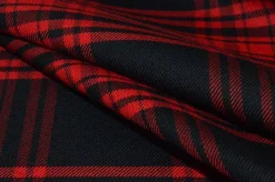 TESSUTO TARTAN LANA STRETCH ROSSO NERO