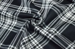 TESSUTO TARTAN PURA LANA BIANCO NERO