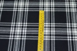 TESSUTO TARTAN PURA LANA BIANCO NERO