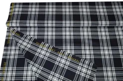 TESSUTO TARTAN PURA LANA BIANCO NERO