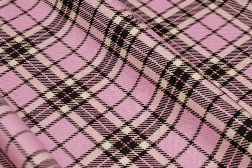 TESSUTO TARTAN PURA LANA ROSA