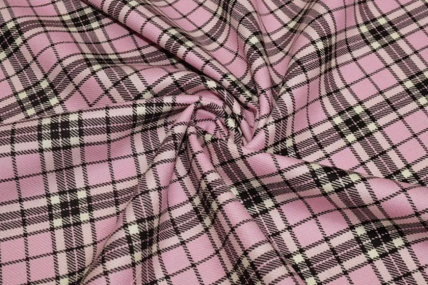 TESSUTO TARTAN PURA LANA ROSA
