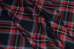 TESSUTO TARTAN ROSSO FONDO NERO