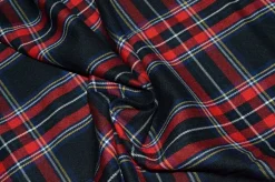 TESSUTO TARTAN ROSSO FONDO NERO