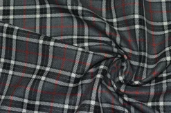 TESSUTO TARTAN SCOZZESE LANA GRIGIO NERO