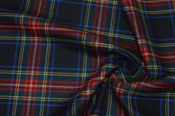 TESSUTO TARTAN SCOZZESE LANA FONDO NERO