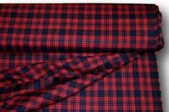 TESSUTO TARTAN SCOZZESE LANA ROSSO NERO