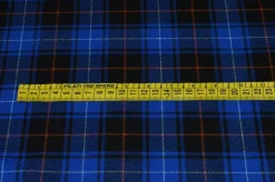 TESSUTO TARTAN SCOZZESE LANA BLU ELETTRICO/NERO