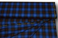 TESSUTO TARTAN SCOZZESE LANA BLU ELETTRICO/NERO