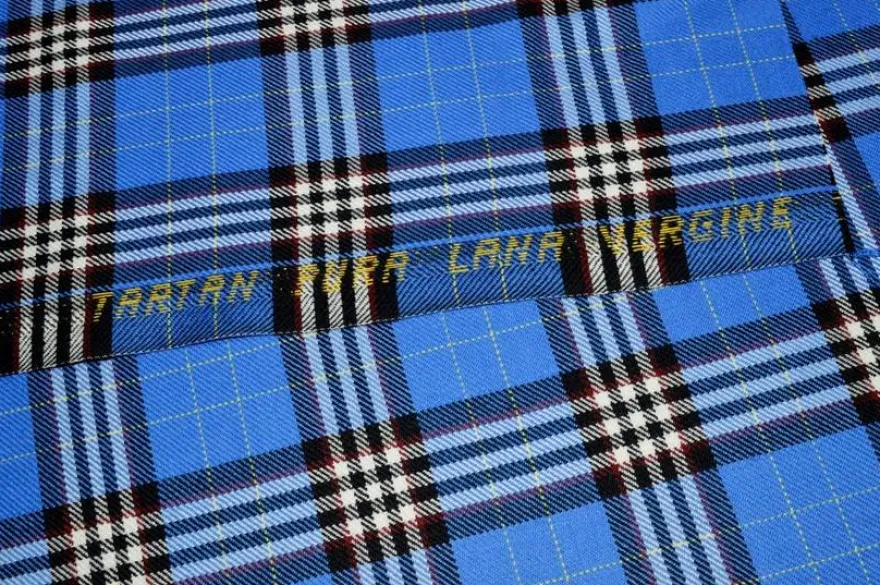 TESSUTO TARTAN SCOZZESE LANA BLUETTE