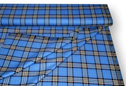 TESSUTO TARTAN SCOZZESE LANA BLUETTE