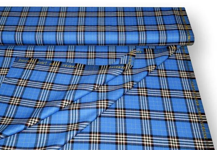 TESSUTO TARTAN SCOZZESE LANA BLUETTE