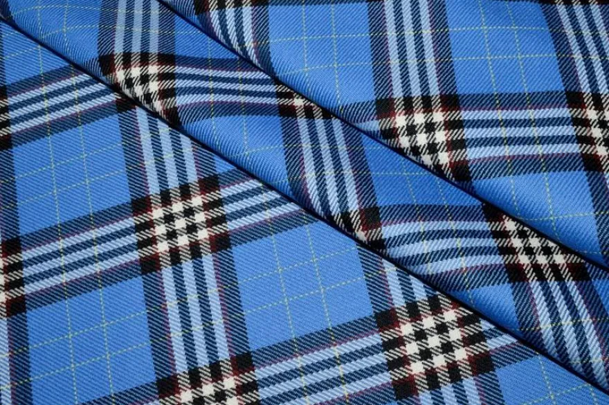 TESSUTO TARTAN SCOZZESE LANA BLUETTE