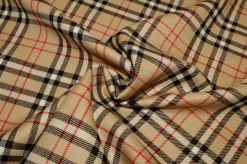 TESSUTO TARTAN SCOZZESE LANA BEIGE