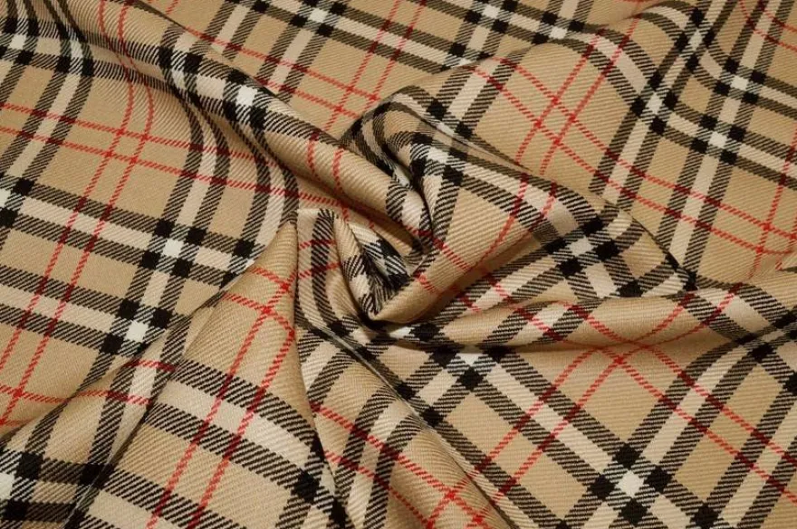 TESSUTO TARTAN SCOZZESE LANA BEIGE
