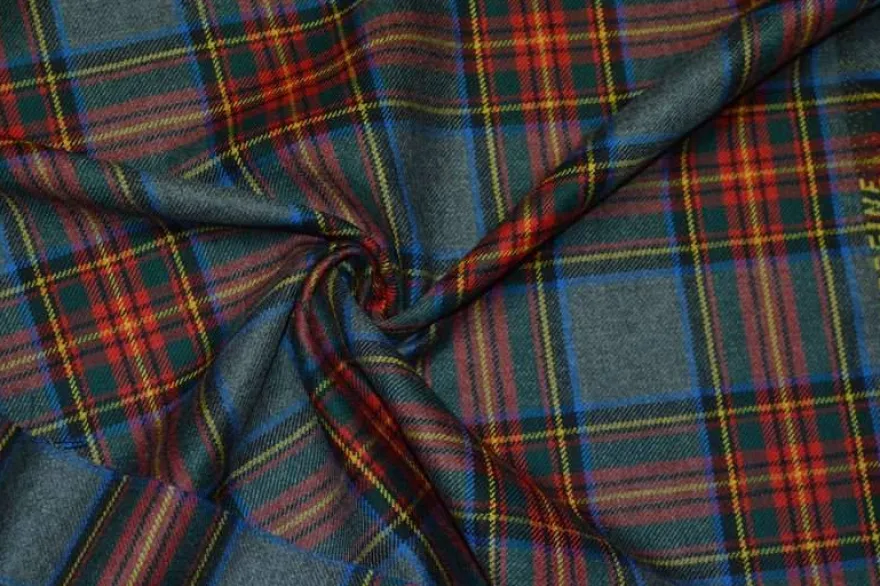 TESSUTO TARTAN SCOZZESE LANA GRIGIO MEDIO