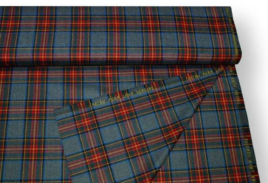 TESSUTO TARTAN SCOZZESE LANA GRIGIO MEDIO