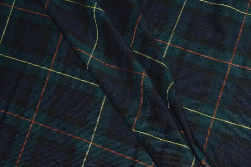TESSUTO TARTAN STREATCH CLASSICO BLU SCACCO GIALLO