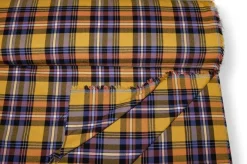 TESSUTO TARTAN STREATCH GIALLO LILLA