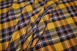 TESSUTO TARTAN STREATCH GIALLO LILLA