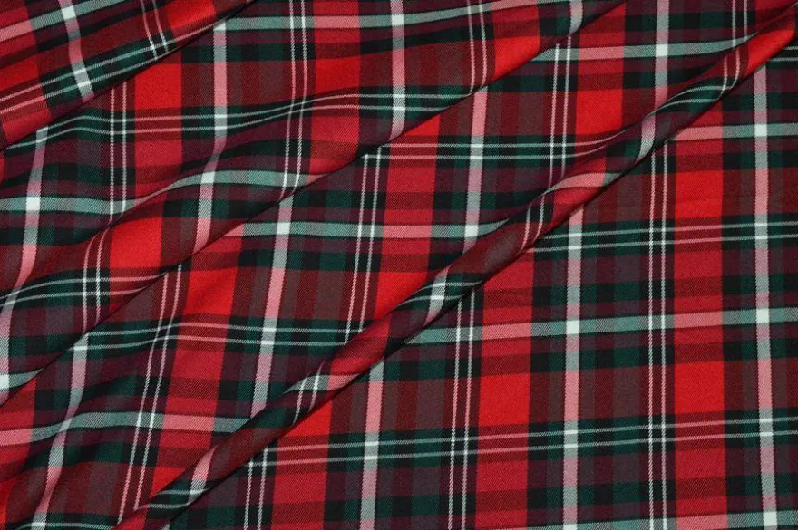 TESSUTO TARTAN STREATCH ROSSO NERO 822