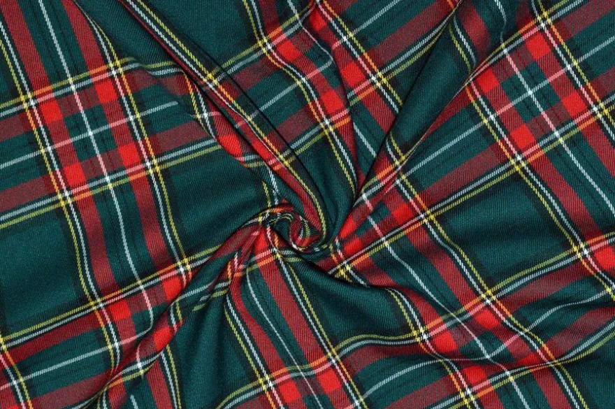TESSUTO TARTAN STREATCH VERDONE ROSSO