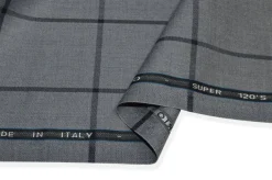 TESSUTO TASMANIA PURA LANA SUPER 120'S FINESTRATO GRIGIO