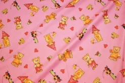 TESSUTO TELA PURO COTONE ORSETTO ROSA