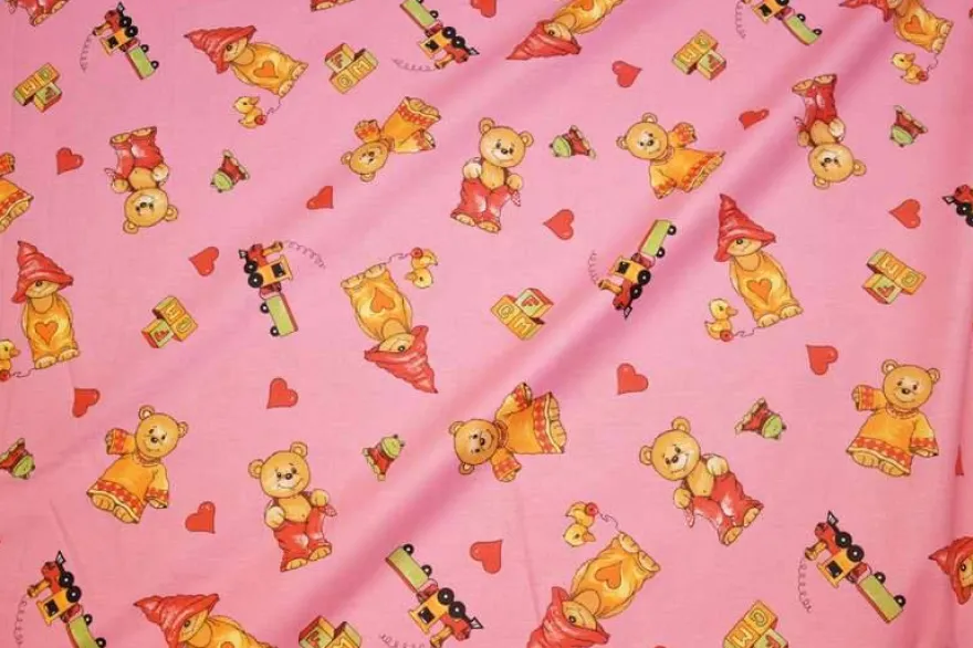 TESSUTO TELA PURO COTONE ORSETTO ROSA