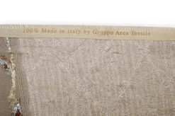 TESSUTO TENDA BEIGE CON FIORI AZZURRI RICAMATI
