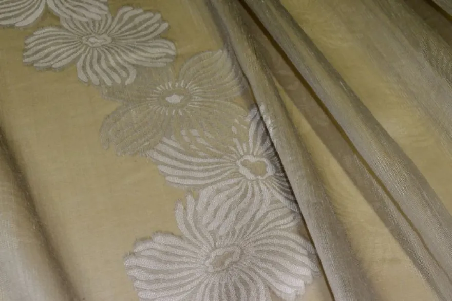 TESSUTO TENDA CON RICAMO FILL COUPE FLOREALE BEIGE