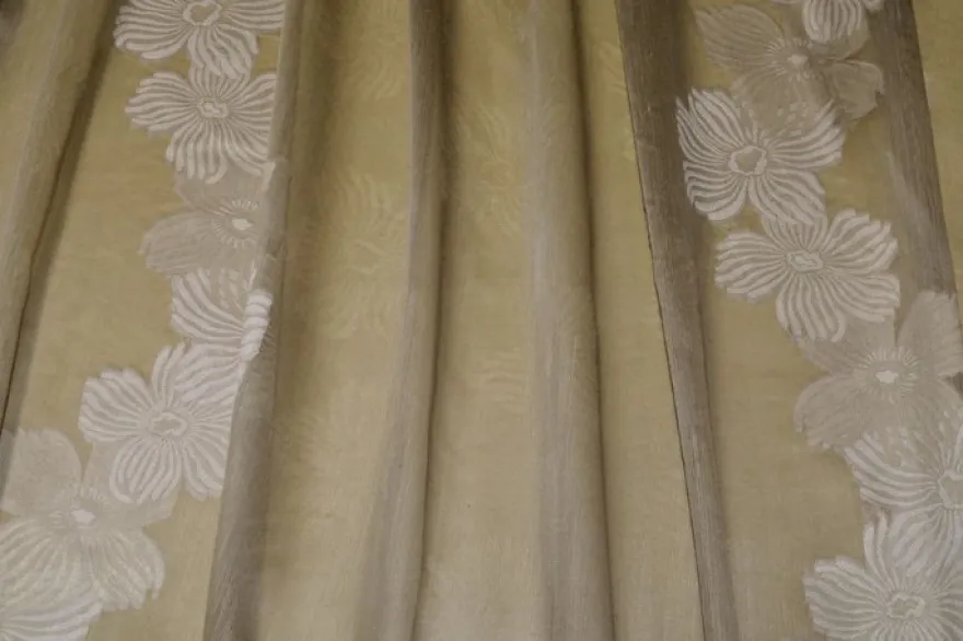 TESSUTO TENDA CON RICAMO FILL COUPE FLOREALE BEIGE