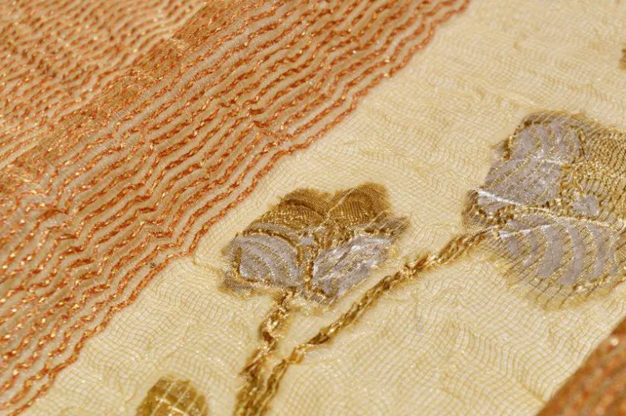 TESSUTO TENDA ESTER ORGANZA ARANCIO CON FIORE FILL COUPE