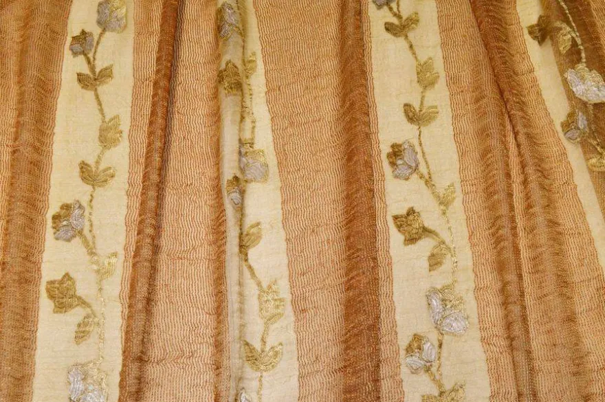 TESSUTO TENDA ESTER ORGANZA ARANCIO CON FIORE FILL COUPE
