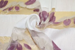 TESSUTO TENDA FASCE ORGANZA RICAMO VIOLA