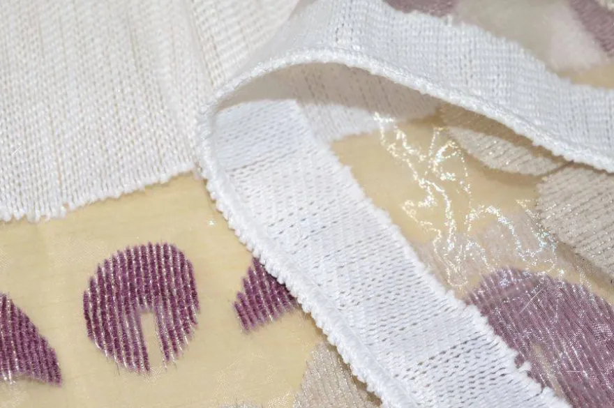 TESSUTO TENDA FASCE ORGANZA RICAMO VIOLA