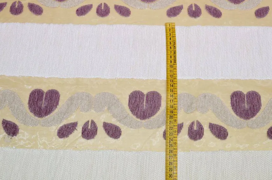 TESSUTO TENDA FASCE ORGANZA RICAMO VIOLA