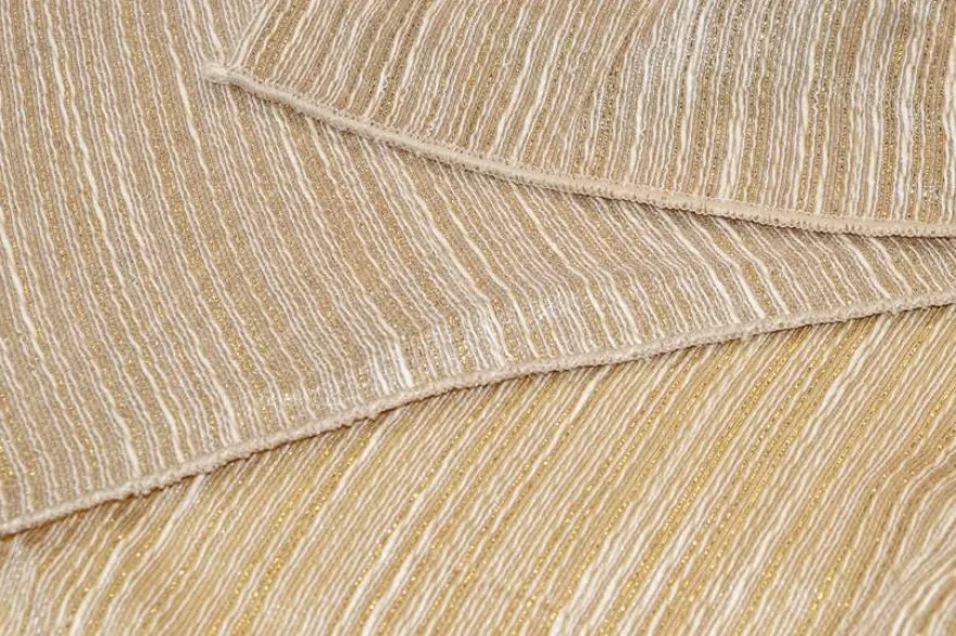 TESSUTO TENDA FILI LUREX ORO BEIGE