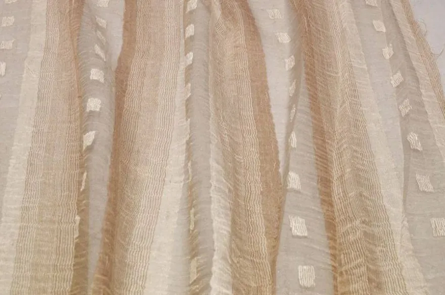 TESSUTO TENDA MISTO LINO EFFETTO STROPICCIATO BEIGE