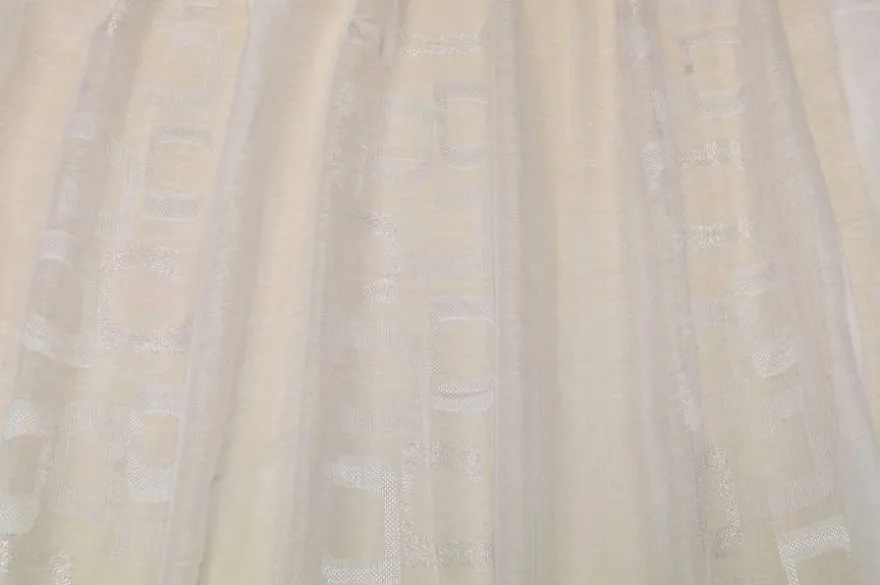 TESSUTO TENDA MISTO LINO RICAMO GEOMETRICO LUREX